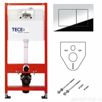 Система инсталляции для унитазов TECE 9400412 TECEbase BASE 2.0 4 в 1 с кнопкой смыва